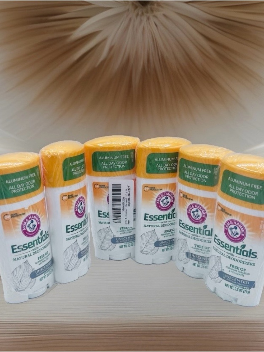 6 Pack Arm & Hammer Essentials Unscented Aluminum Free Deodorant 2.5 oz Exp 6/27